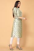 Printed Silk Sage Green Kurti