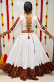 Printed White Flared Style Silk Chaniya Choli