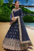 Prussian Blue Georgette Embroidered Anarkali Suit