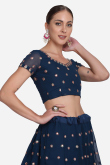 Prussian Blue A Line Wedding Wear Lehenga in Georgette