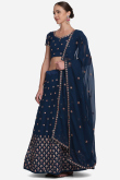 Prussian Blue A Line Wedding Wear Lehenga in Georgette