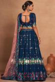 Prussian Blue Georgette Sequins Embroidered Flared Style Lehenga