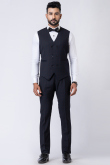 Prussian Blue Men's Polyester Tuxedo Suit