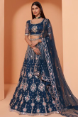 Prussian Blue Net A-Line Wedding Wear Lehenga