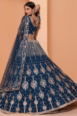 Prussian Blue Net A-Line Wedding Wear Lehenga