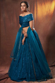 Prussian Blue Net Embroidered Lehenga Blouse