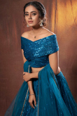 Prussian Blue Net Embroidered Lehenga Blouse