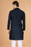 Prussian Blue Silk Blend Men's Kurta With Sequins Work For Festival