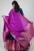 Prussian Blue Weaved Zari Silk South Indian Style Lehenga