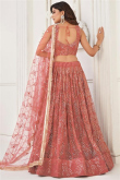 Punch Pink Sequins Embroidered Flared Style Net Lehenga