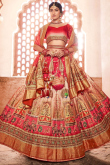 Punch Pink Silk Printed Lehenga