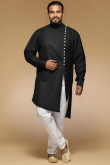 Pure Black Kurta Pajama With Traditional Design for Eid Festival
