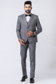 Pure Grey Men's Polyester Tuxedo Suit