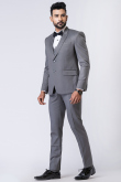Pure Grey Men's Polyester Tuxedo Suit