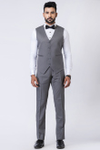 Pure Grey Men's Polyester Tuxedo Suit