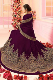 Lovely Purple Net Anarkali Suit With Resham Work