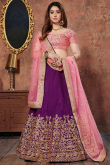 Purple Art Silk Embroidered Lehenga