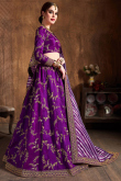 Purple Art Silk Resham Embroidered Panelled Lehenga