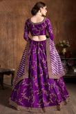 Purple Art Silk Resham Embroidered Panelled Lehenga