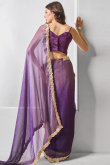 Purple Chiffon Printed Ombre Saree With Lace