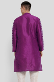 Purple Dupion Silk Printed Straight Cut Kurta