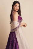Sangeet Zari Embroidered Purple Lehenga in Georgette