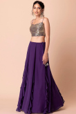Purple Georgette Lehenga with Sequins Work for Diwali 