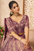 Purple Net Dori Embroidered Panelled Style Lehenga 