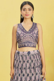 Purple Printed Chinnon Sangeet Lehenga With Embroidery 