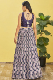 Purple Printed Chinnon Sangeet Lehenga With Embroidery 