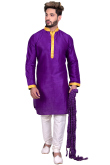 Purple Raw Silk Kurta Pajama For Men