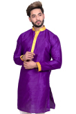 Purple Raw Silk Kurta Pajama For Men