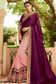 Purple with pink Silk Saree 
