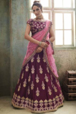 Purple Satin And Silk Lehenga With Silk Choli