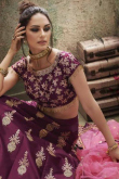 Purple Satin And Silk Lehenga With Silk Choli