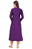 Purple Silk Embroidered A Line Kurti