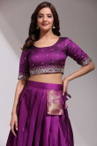 Purple Silk Woven Zari Flared Style Lehenga
