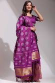 Purple Silk Woven Zari Flared Style Lehenga