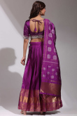 Purple Silk Woven Zari Flared Style Lehenga