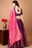 Purple Silk Woven Zari Panelled Style Lehenga