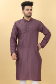 Purple Viscose Straight Cut Men Kurta