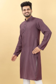 Purple Viscose Straight Cut Men Kurta