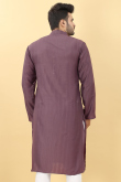 Purple Viscose Straight Cut Men Kurta