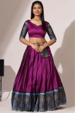 Purple Weaved Zari Casual Wear Flared Style Silk Lehenga 