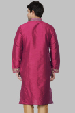 Rani Pink Dupion Silk Dori Embroidered Straight Cut Kurta