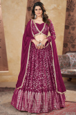 Rani Pink Foil Print Georgette Flared Style Lehenga For Sangeet 