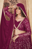 Rani Pink Foil Print Georgette Flared Style Lehenga For Sangeet 