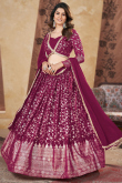 Rani Pink Foil Print Georgette Flared Style Lehenga For Sangeet 
