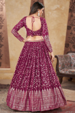 Rani Pink Foil Print Georgette Flared Style Lehenga For Sangeet 