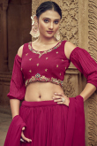 Rani Pink Georgette Flared Style Plain Lehenga